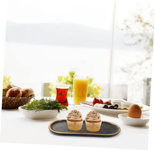 Vista 7 de 2 Pcs Ceramic Jewelry Tray Sushi Plate Ceramic Jewelry Dish Appetizer Plates Ring Holder Dish Fruit Plate Dish Black Plates Key Tray Adorable