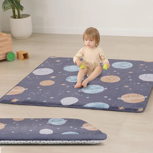 Vista 40 de Tapete de juego ultra suave para bebé, tapete redondo de espuma elástica de 1.3 pulgadas de grosor de 47 pulgadas para niños pequeños, parte trasera