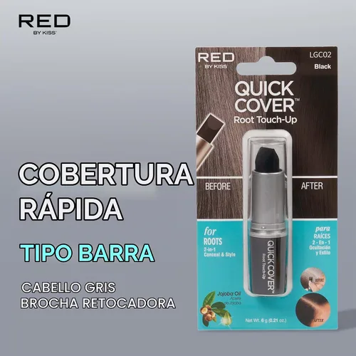 Vista 3 de RED by Kiss Barra de retoque de raíz de cobertura rápida, corrector temporal de cabello gris resistente al agua con cepillo para raíces y barba, 1