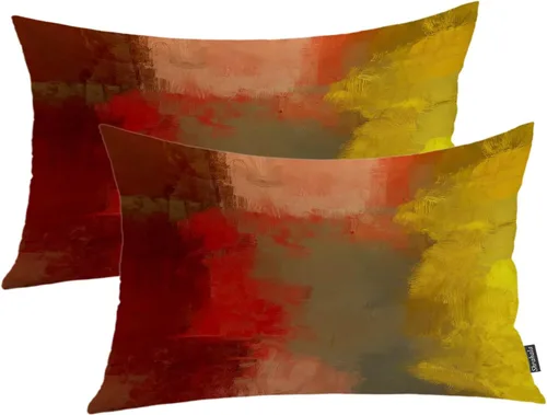 Vista 91 de Shrahala Juego de 2 fundas de almohada de mandala de color beige para exteriores, cuadradas, mandala, para interiores, de lino resistente al agua
