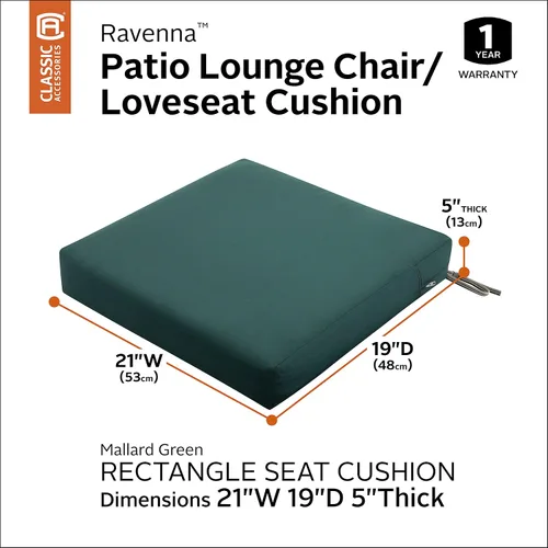 Vista 3 de Classic Accessories Ravenna - Cojín de asiento de patio resistente al agua de 21 x 19 x 5 pulgadas, verde azulado, cojín de sofá de dos plazas