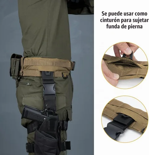 Vista 4 de IDOGEAR Cinturón táctico MOLLE cinturón militar modular Rigger's Belt Cinturón de combate ajustable con cinturón interior y cinturón exterior Set