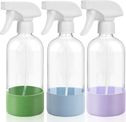 Vista 13 de UUJOLY Botella pulverizadora de plástico de 17 onzas, botellas de spray vacías, recipiente transparente recargable para agua, aceites esenciales