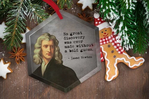 Vista 3 de Isaac Newton - Ornamant de Navidad de cristal de científicos famosos