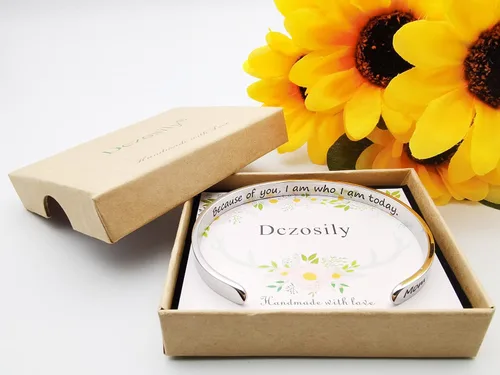 Vista 349 de Pulseras inspiradoras para mujer, joyería de acero inoxidable, con refranes, pulsera motivacional con mensaje oculto, pulseras grabadas para mejor