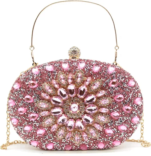 Vista 8 de Bolsos de mano de noche con diamantes de imitación para mujer, bolso de mano de boda, bolso de fiesta de novia, diamantes de graduación, bolsos