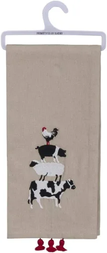 Vista 5 de Primitives by Kathy Toalla de cocina de granja, 28 x 28 pulgadas, If You Ate Today Thank A Farmer