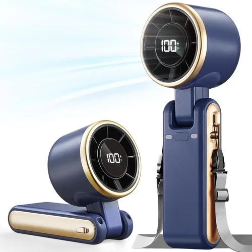 Vista 8 de Ventilador Portátil de Mano Turbo - 5 Velocidades Alta Velocidad 4000mAh Mini Ventilador de Mano Personal Recargable Sopla Aire Frío, Operado por