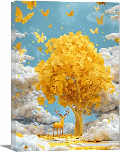 Vista 29 de VOCBAN Tree of Life Canvas Wall Art Tree Decor Painting Artwork for Office Kitchen Bathroom Dining Room Office Home Decor Dormitory(black black 74