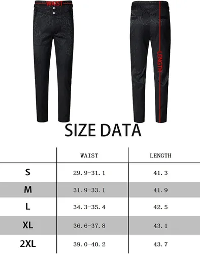 Vista 7 de VATPAVE - Pantalones góticos para hombre, pantalones de disfraz steampunk victorianos