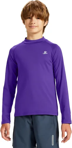 Vista 30 de DEVOROPA Youth Boys Compression Thermal Shirt Long Sleeve Kids Fleece Baselayer Soccer Baseball Undershirt Slim/Regular/Husky Cuello redondo-negro