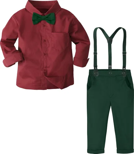 Vista 12 de A&J DESIGN Conjunto de ropa formal para niños pequeños con tirantes y tirantes