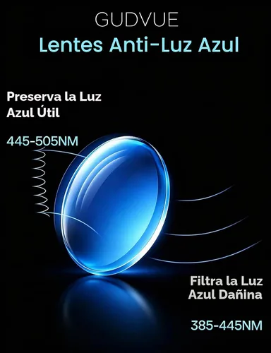 Vista 3 de GUDVUE Gafas de bloqueo de luz azul para hombre, gafas rectangulares ligeras