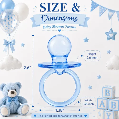 Vista 2 de Chupete de bebé de 2.5 pulgadas para decoración de baby shower (azul, 36 unidades)