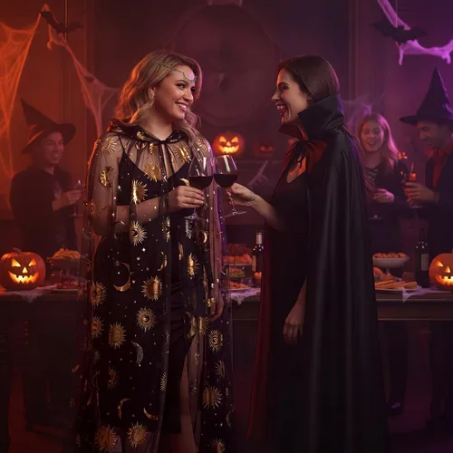 Vista 6 de Toulite 2 piezas de disfraz de bruja de Halloween para mujer Negro