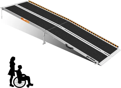 Vista 10 de gardhom Rampa Portátil para Silla de Ruedas de 2 Pies, Rampa Plegable Antideslizante de Aluminio para Discapacitados, Rampa para Silla de Ruedas