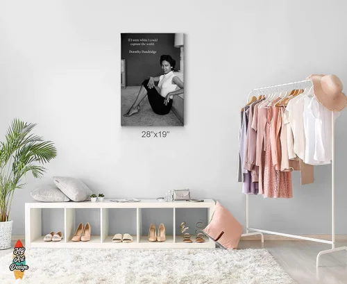 Vista 3 de HB Art Design Cita de Dorothy Dandridge y Photo at Home - Lienzo decorativo en blanco y negro para pared, hermoso icono de arte afroamericano