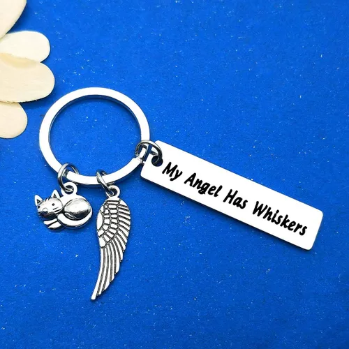 Vista 5 de Dabihu Llavero de regalo conmemorativo para mascotas, joyería de condolencias con bigotes en memoria de gatos, regalo de condolencias para amantes