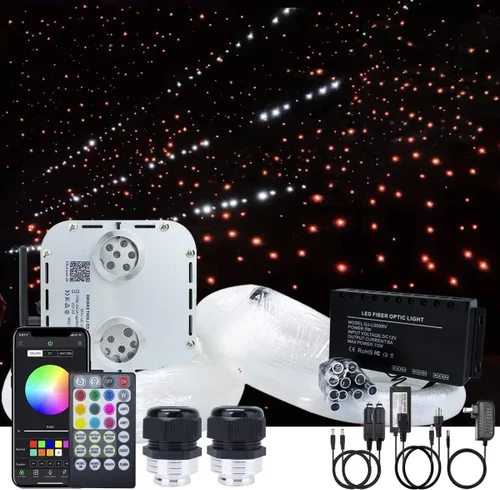 Vista 13 de Kit de luz de fibra óptica RGBW con sensor de sonido de 32 W