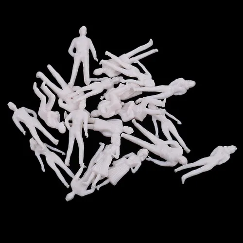 Vista 3 de Yiju 20 piezas de plástico 1:50 simulación mini tren modelo sin pintar personas kit blanco juguete