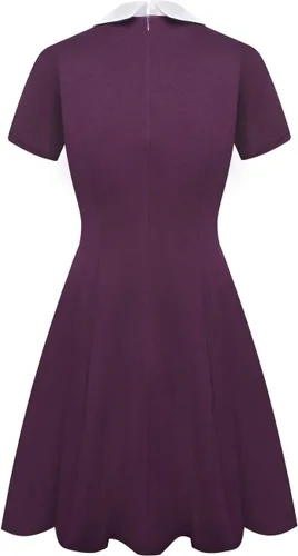 Vista 3 de Aphratti - Vestido casual de manga corta para mujer con cuello de Peter Pan
