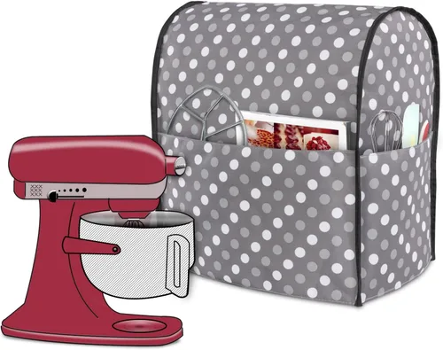 Vista 10 de Funda protectora Luxja compatible con batidora de pie de 4.5 y 5 cuartos de galón, funda de tela con bolsillos para batidora de pie y accesorios