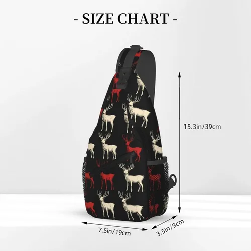 Vista 2 de Small Crossbody Bags for Women Men - Vintage Elk Red White Print Adjustable Shoulder Bag Fanny Packs Belt Sling Bag Crossbody Purses Backpack for