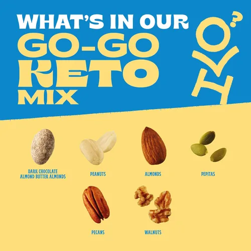 Vista 4 de Orchard Valley Harvest Go-Go Keto Mix, almendras de mantequilla de almendras de chocolate oscuro, cacahuetes, nueces y nueces, baja