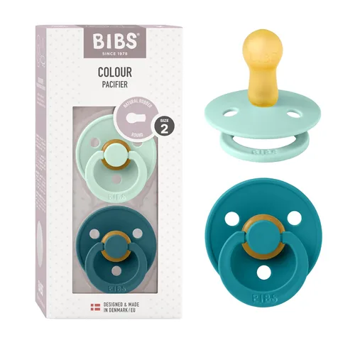 Vista 67 de BIBS - Paquete de 2 chupetes para bebés, goma natural libre de bisfenol A, hechos en Dinamarca, colección Colour, para bebés de 18+ meses, azul bebé