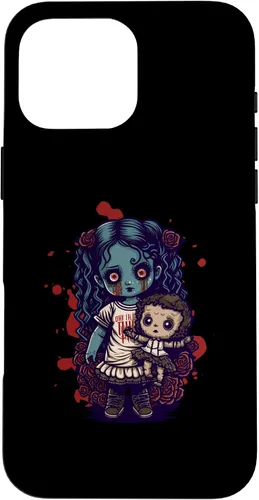 Vista 19 de Scary Goth Doll Holding Teddybear - Funda gótica gótica para iPhone 16