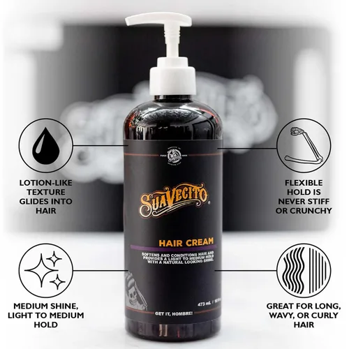 Vista 3 de Suavecito Botella de bomba de crema para el cabello, brillo medio durante todo el día