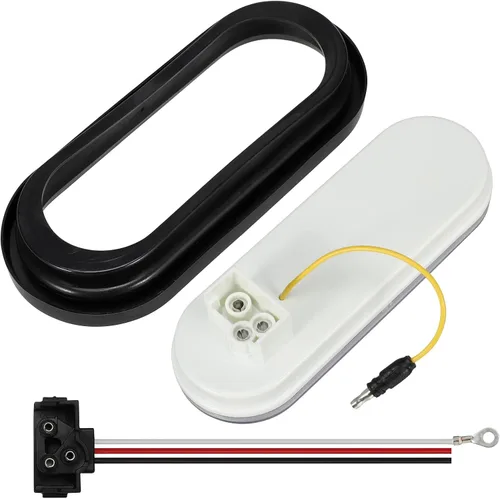 Vista 5 de Partsam Juego de 2 luces traseras ovaladas rojas de 6.7 pulgadas a luces estroboscópicas ámbar, 12 diodos con ojales de goma y coletas de cable de 3