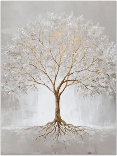 Vista 34 de VOCBAN Naturaleza árbol de la vida imágenes abstractas lienzo pintura grande moderno lienzo arte de pared árboles coloridos sala de estar decoración