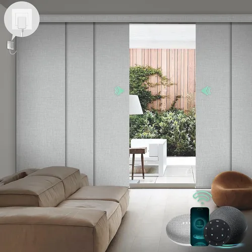 Vista 22 de Yoolax - Persianas deslizantes inteligentes personalizadas XL, persianas verticales de tela opacas para puertas de vidrio. Separador de habitación
