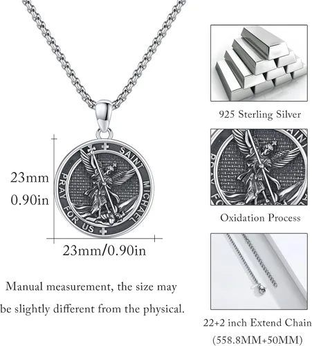 Vista 5 de DOTBJ Collar con colgante de cruz de San MiguelSan CristófaloSan BenitoSan PatricioJesús Amuleto de joyería para hombres y mujeres con cadena Rolo