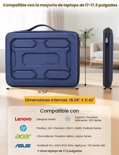 Vista 7 de DOMISO Funda rígida para portátil de 17-17.3 pulgadas impermeable a prueba de golpes con asa y bolsillo de almacenamiento, compatible con MacBook