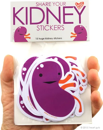 Vista 4 de I Heart Guts Comparte tus riñones pegatinas – Paquete de 15 calcomanías de vinilo para la conciencia de la enfermedad renal, guerreros