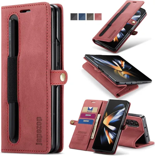 Vista 15 de Funda tipo cartera para Samsung Galaxy Z Fold 3 con soporte para bolígrafo S, color negro