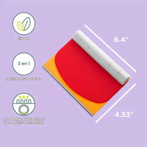 Vista 2 de Chef'n Pastry juego de 3 espátulas para masa, Rojo, Paquete de 1, Rojo