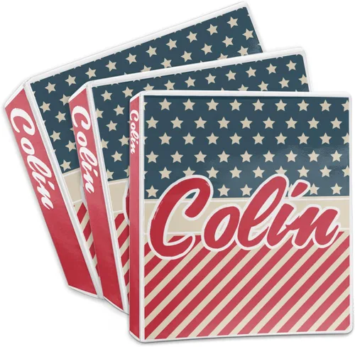 Vista 3 de Carpeta personalizada de 3 anillas con estrellas y rayas, 1 pulgada