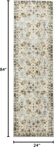 Vista 2 de Asrug Alfombra de pasillo de 2 x 7, lavable para pasillos, antideslizante, cocina, baño, lavandería, alfombra de pasillo vintage, alfombra suave