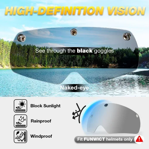 Vista 3 de Gafas de casco de bicicleta magnéticas, viseras solares extraíbles/desmontables para casco de bicicleta FW001 Impact-Resistant PC, Magnetic