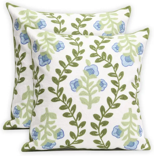 Vista 18 de Juego de 2 fundas de almohada decorativas bordadas para sofá, fundas cuadradas para cojines, para dormitorio, sofá, decoración rústica de granja, 18