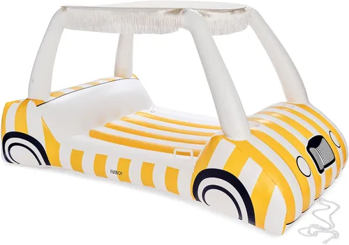 Vista 9 de FUNBOY Giant Inflatable Luxury Golf Cart Pool Float, Two Cup Holders, Removable Fringe Shade, Float for Summer Pool Party and Entertainment Carrito
