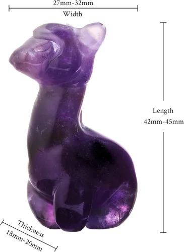 Vista 2 de SUNYIK Estatua de cristal de alpaca tallada, escultura de piedra pulida, delicada figura de animal, decoración para ventana de oficina en casa
