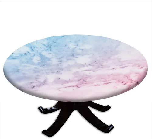 Vista 16 de Mantel redondo ajustable de mármol, diseño regular de piedra nostálgica, borde elástico, impermeable y lavable, apto para mesa de 24 pulgadas