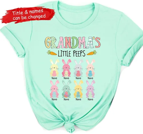 Vista 5 de Camiseta de Pascua personalizada de la abuela Little Peeps, camiseta personalizada para el día de Pascua, camisa con nombre de los niños, camisa