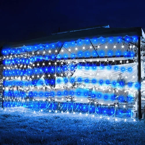 Vista 11 de 198 luces de red LED de 9.8 pies x 6.6 pies enchufables, 8 modos de iluminación de malla conectables, luces de red de Navidad impermeables al aire