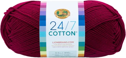 Vista 14 de Lion Brand Yarn - Hilo ligero 24/7 de algodón para tejer, hacer ganchillo y manualidades, Ámbar, paquete de 1 Light Worsted 100% Mercerized Cotton