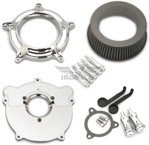 Vista 3 de Filtro de admisión de filtro de aire de claridad cromada apto para Harley Touring Street Road Electra Glide King 2008-2016 Softail 2016-2017